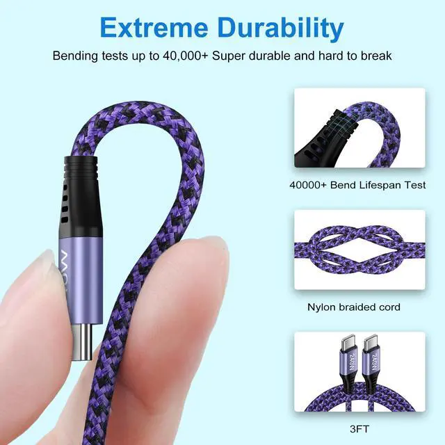 Alt view image 5 of 7 - C Cable 240W Samsung Fast Charger 3 ft Car Charger Cord Type C