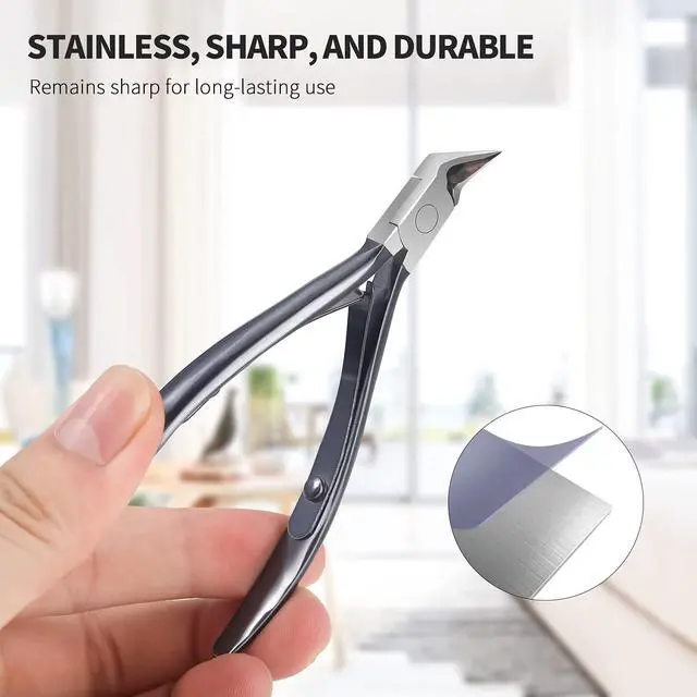 Alt view image 4 of 7 - Toenail Clipper Straight Blade for Ingrown and Thick Nails - Stainless Steel and Sharp Pointed Tip Ingrown Nail Clipper Wide Jaw Toe Nail Cutter Podiatry Tool Dark Gray