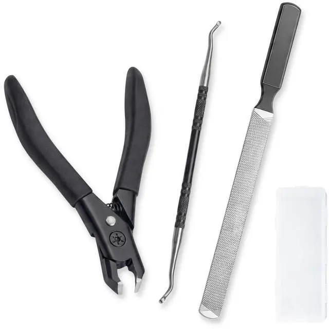 Main image of Toenail Clippers for Thick Nails for Seniors, Heavy Duty Pedicure Kit with Metal Foot File & Ingrown Lifter, 3Pcs Professional Black Stainless Steel Grooming Set for Men