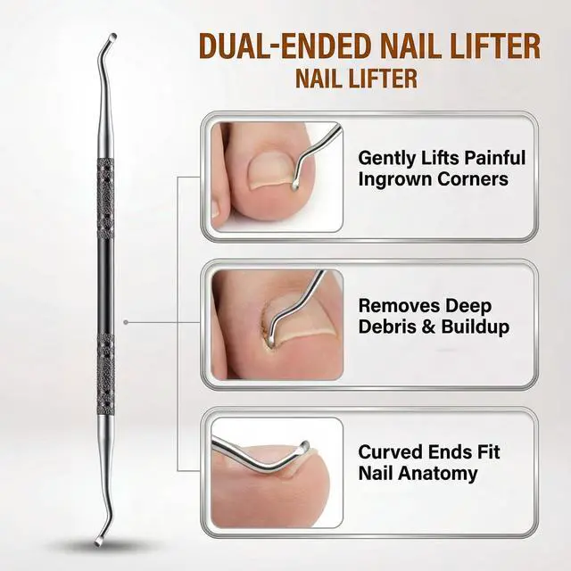 Alt view image 4 of 7 - Toenail Clippers for Thick Nails for Seniors, Heavy Duty Pedicure Kit with Metal Foot File & Ingrown Lifter, 3Pcs Professional Black Stainless Steel Grooming Set for Men