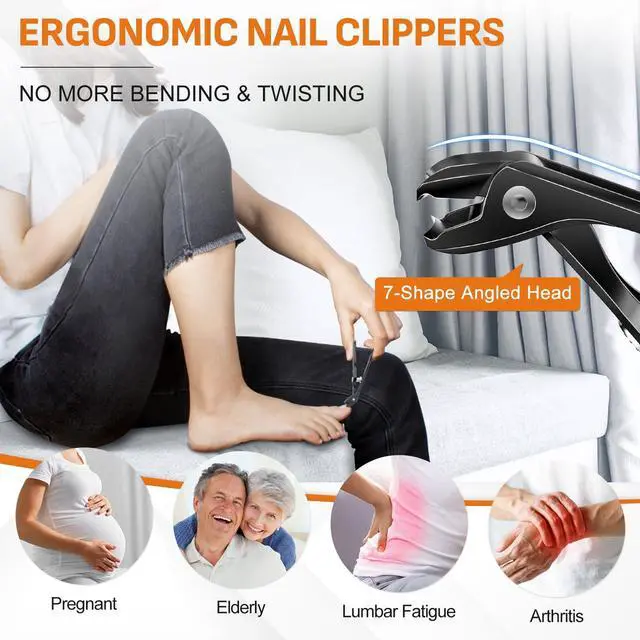 Alt view image 2 of 7 - Nail Clippers for Thick Nails, Angled Head toenail Clippers for Seniors