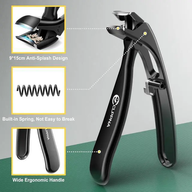 Alt view image 3 of 7 - Seniors, CLPPNA Wide Jaw Fingernail Clippers and Angled Head Toenail Clippers for Thick Nail, 4 Pack Professional Nail Clippers for Men, Women&Pregnant, Black
