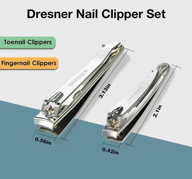 Alt view image 2 of 5 - 2PCS Stainless Steel Nail Clippers Set, Fingernail & Toenail Clippers