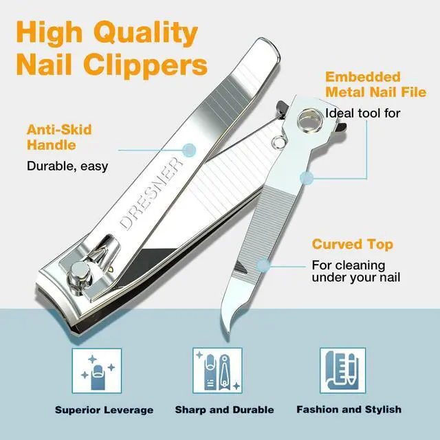 Alt view image 4 of 5 - 2PCS Stainless Steel Nail Clippers Set, Fingernail & Toenail Clippers