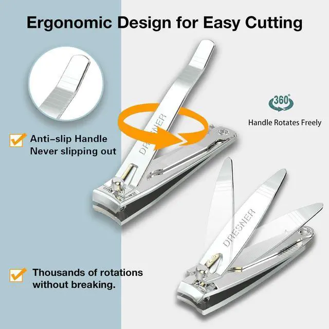 Alt view image 5 of 5 - 2PCS Stainless Steel Nail Clippers Set, Fingernail & Toenail Clippers