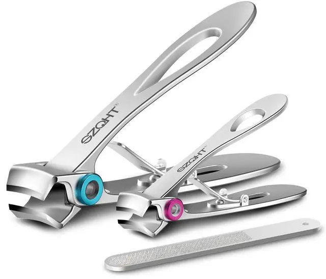 Main image of Extra Wide Jaw Opening Nail Clippers for Thick Nails Cutter for Ingrown Toenail Clippers & Fingernails Manicure Set,Pedicure Kit,Men & Women(Silver)