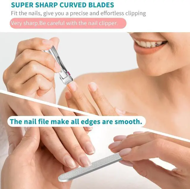 Alt view image 3 of 7 - Extra Wide Jaw Opening Nail Clippers for Thick Nails Cutter for Ingrown Toenail Clippers & Fingernails Manicure Set,Pedicure Kit,Men & Women(Silver)
