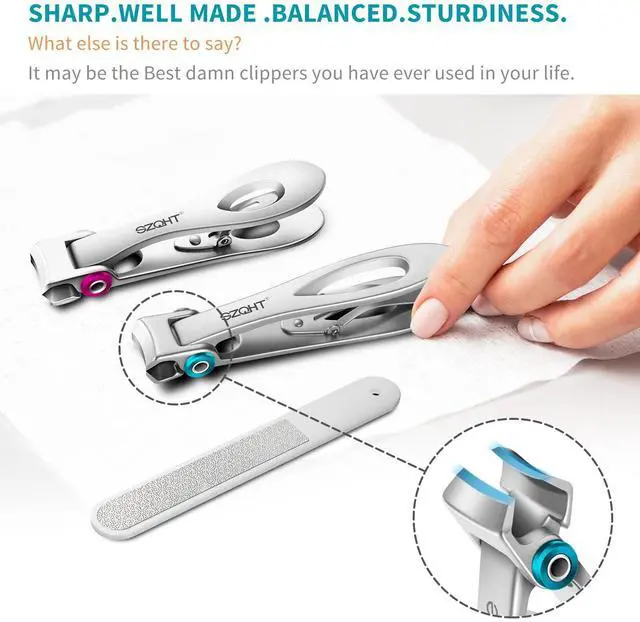 Alt view image 2 of 7 - Extra Wide Jaw Opening Nail Clippers for Thick Nails Cutter for Ingrown Toenail Clippers & Fingernails Manicure Set,Pedicure Kit,Men & Women(Silver)