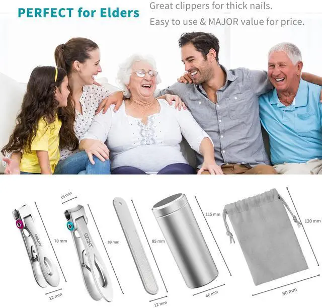 Alt view image 7 of 7 - Extra Wide Jaw Opening Nail Clippers for Thick Nails Cutter for Ingrown Toenail Clippers & Fingernails Manicure Set,Pedicure Kit,Men & Women(Silver)