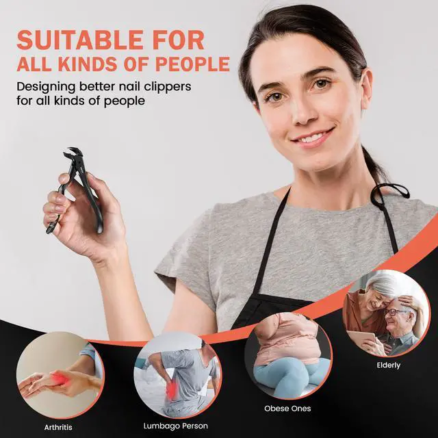Alt view image 5 of 7 - Toenail Clippers for Seniors Upgraded Long Handled Curved Head Toe Nail Clippers for Thick Nails for Elderly - Black