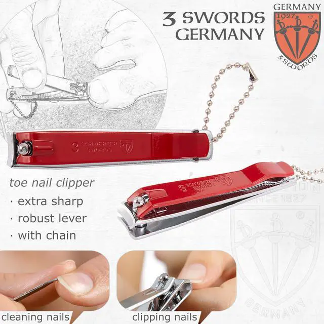 Alt view image 3 of 6 - Brand Quality fingernail & toenail Clipper, Manicure, Pedicure Nail Care by with Metal Nail File and case, red Edition