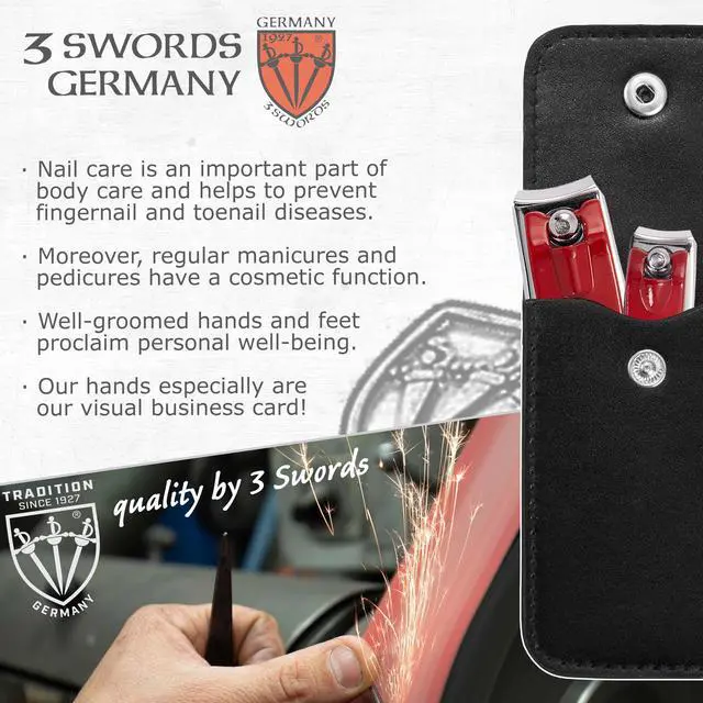 Alt view image 6 of 6 - Brand Quality fingernail & toenail Clipper, Manicure, Pedicure Nail Care by with Metal Nail File and case, red Edition