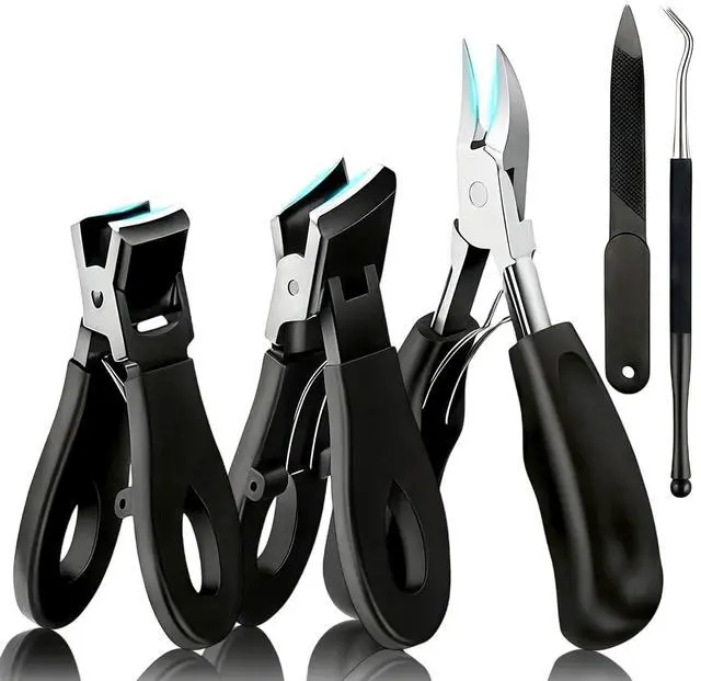Main image of Toenail Clippers for Seniors Thick Toe:Wide Opening, Sharp Heavy Duty Ingrown, Toe Nail Clippers Nail Cutter Long Handle with Slanted Blade,5Pcs Large Toenail Cutters Set for Men