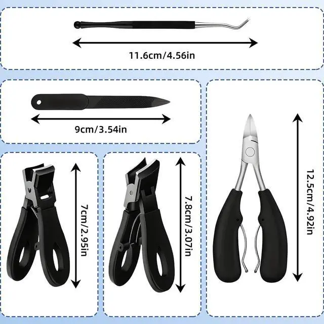 Alt view image 2 of 7 - Toenail Clippers for Seniors Thick Toe:Wide Opening, Sharp Heavy Duty Ingrown, Toe Nail Clippers Nail Cutter Long Handle with Slanted Blade,5Pcs Large Toenail Cutters Set for Men