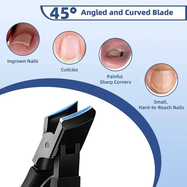 Alt view image 4 of 7 - Toenail Clippers for Seniors Thick Toe:Wide Opening, Sharp Heavy Duty Ingrown, Toe Nail Clippers Nail Cutter Long Handle with Slanted Blade,5Pcs Large Toenail Cutters Set for Men