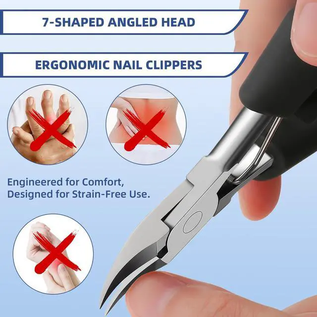 Alt view image 5 of 7 - Toenail Clippers for Seniors Thick Toe:Wide Opening, Sharp Heavy Duty Ingrown, Toe Nail Clippers Nail Cutter Long Handle with Slanted Blade,5Pcs Large Toenail Cutters Set for Men