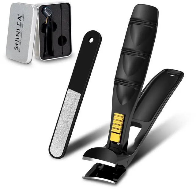 Main image of Nail Clippers for Seniors Thick Toenail, Professional Fingernail Toenail Clippers with Catcher, Sharp Wide Opening and Long Handle Nail Cutter for Men Women, Black