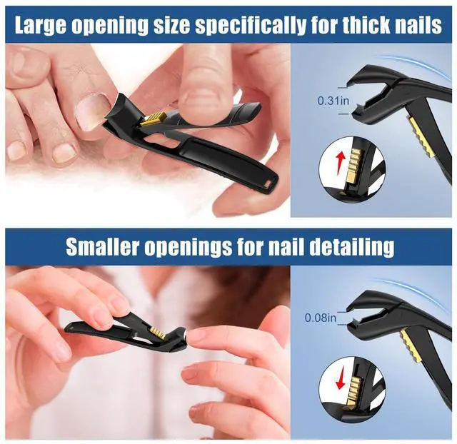 Alt view image 4 of 7 - Nail Clippers for Seniors Thick Toenail, Professional Fingernail Toenail Clippers with Catcher, Sharp Wide Opening and Long Handle Nail Cutter for Men Women, Black