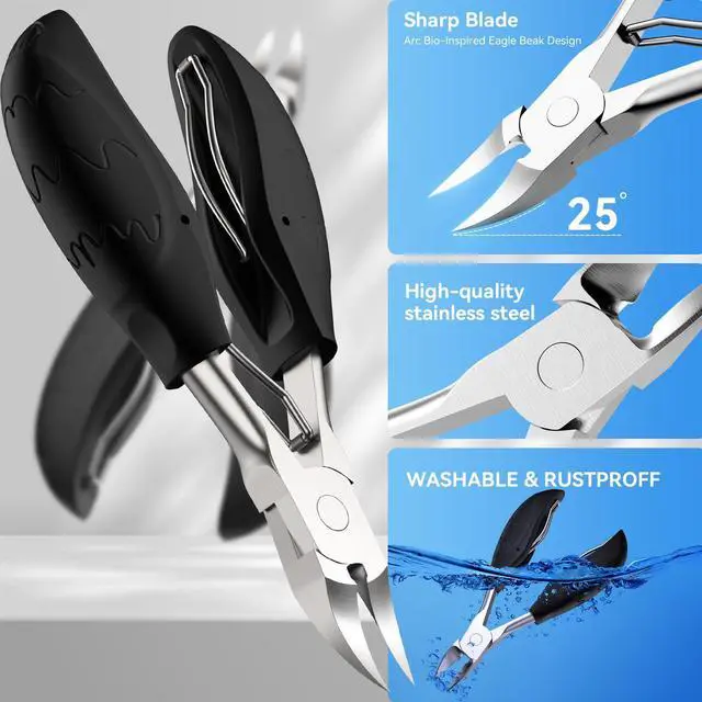 Alt view image 2 of 7 - Clippers for Seniors Thick Toenails, Sharp Toe Nail Clippers Set for Men Women, Heavy Duty Fingernail Clipper Pedicure Tools for Feet, Professional Manicure and Pedicure Kit with Nail Scissors