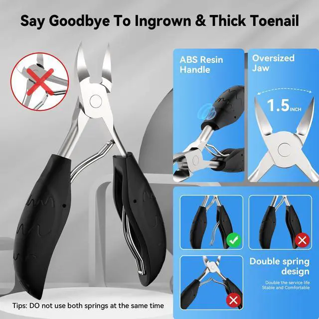 Alt view image 4 of 7 - Clippers for Seniors Thick Toenails, Sharp Toe Nail Clippers Set for Men Women, Heavy Duty Fingernail Clipper Pedicure Tools for Feet, Professional Manicure and Pedicure Kit with Nail Scissors
