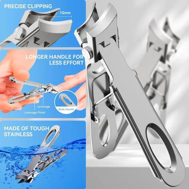 Alt view image 3 of 7 - Clippers for Seniors Thick Toenails, Sharp Toe Nail Clippers Set for Men Women, Heavy Duty Fingernail Clipper Pedicure Tools for Feet, Professional Manicure and Pedicure Kit with Nail Scissors