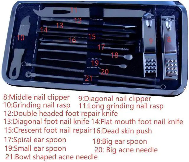 Alt view image 3 of 7 - Nail Clippers Set for Men Women Parent Earpick EarpickerProfessional Manicure Set BWLSMART 21 Pieces Pedicure Kit, Nail Care and Grooming Kit with Travel Case Fingernail and Toenail Clipper Cutters