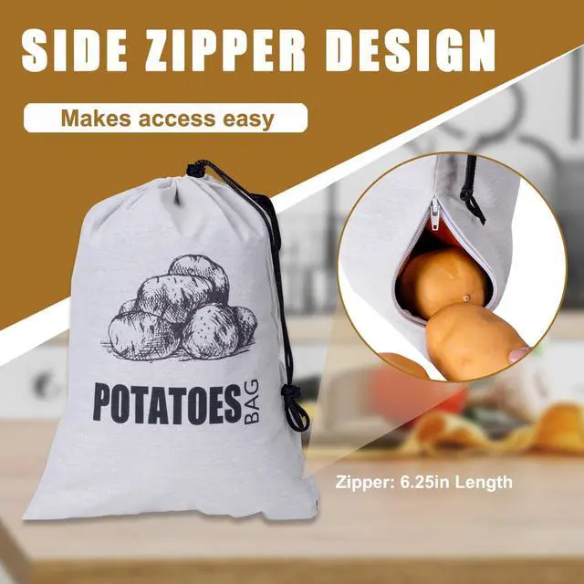 Alt view image 4 of 7 - Potato Onion Storage Bag, Fabric Onion and Potatoes Storage Bag, Washable Garlic Potatoes Onions Keeper with Drawstring for Pantry, 2 Pack (Potato Onion Bag)