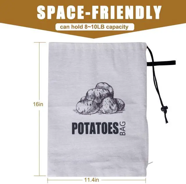 Alt view image 5 of 7 - Potato Onion Storage Bag, Fabric Onion and Potatoes Storage Bag, Washable Garlic Potatoes Onions Keeper with Drawstring for Pantry, 2 Pack (Potato Onion Bag)