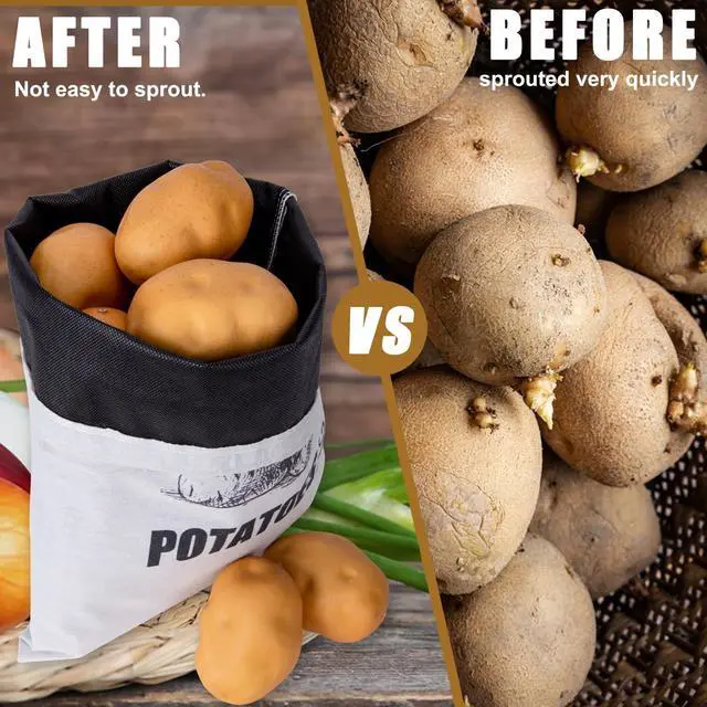 Alt view image 6 of 7 - Potato Onion Storage Bag, Fabric Onion and Potatoes Storage Bag, Washable Garlic Potatoes Onions Keeper with Drawstring for Pantry, 2 Pack (Potato Onion Bag)