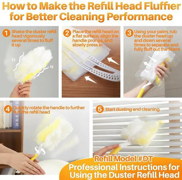 Alt view image 2 of 7 - Disposable Electrostatic Duster for Cleaning, with 2 Handles & 24 Ct Yellow Heavy Duty Refills for Swiffer Feather Duster, Household Cleaning Tool for Electronics, Dusting Furniture, Blinds