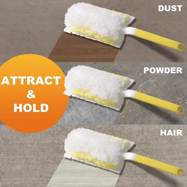 Alt view image 6 of 7 - Disposable Electrostatic Duster for Cleaning, with 2 Handles & 24 Ct Yellow Heavy Duty Refills for Swiffer Feather Duster, Household Cleaning Tool for Electronics, Dusting Furniture, Blinds