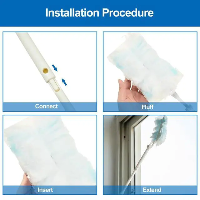 Alt view image 2 of 6 - Handles Compatible with Swiffer Duster Refill, Swiffer Duster Extended Handle,Foldable & Extendable Dust Handle Only(White 5pcs)