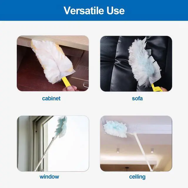 Alt view image 4 of 6 - Handles Compatible with Swiffer Duster Refill, Swiffer Duster Extended Handle,Foldable & Extendable Dust Handle Only(White 5pcs)