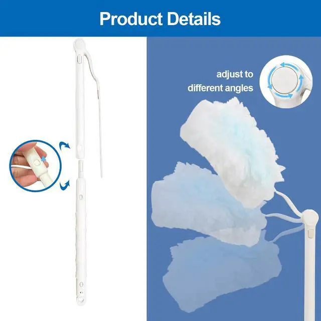 Alt view image 5 of 6 - Handles Compatible with Swiffer Duster Refill, Swiffer Duster Extended Handle,Foldable & Extendable Dust Handle Only(White 5pcs)