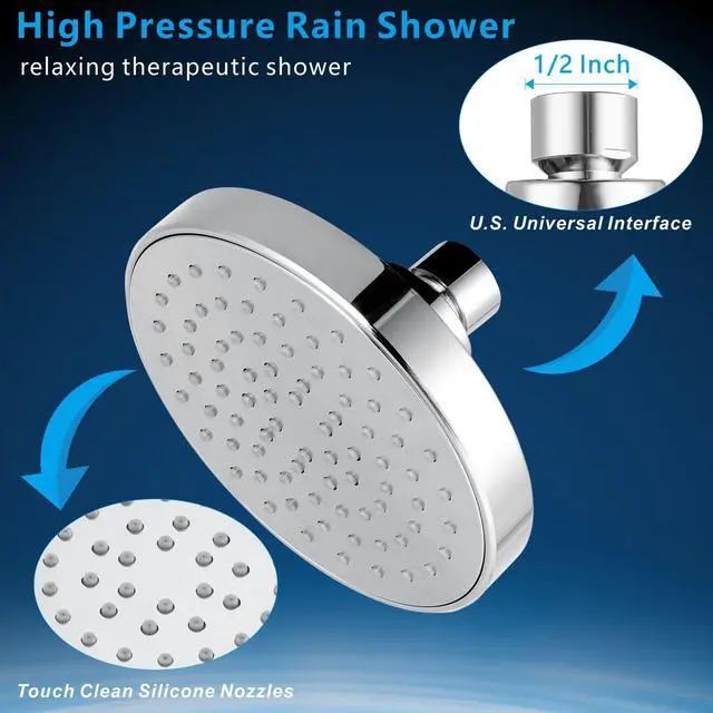 Alt view image 4 of 7 - High Pressure Shower Head - 4.7 Powerful Bathroom Pressure Boosting Rain Showerhead - Perfect Universal Replacement for Rainfall Shower Heads (Chrome)