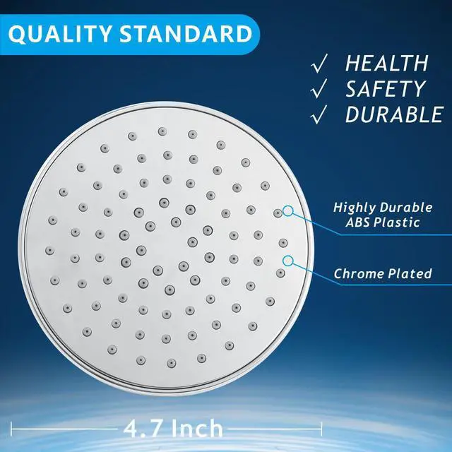 Alt view image 6 of 7 - High Pressure Shower Head - 4.7 Powerful Bathroom Pressure Boosting Rain Showerhead - Perfect Universal Replacement for Rainfall Shower Heads (Chrome)
