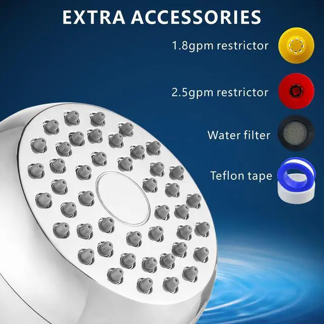 Alt view image 3 of 7 - High Pressure Shower Head - Powerful Bathroom Pressure Boosting Showerhead - Perfect Universal Replacement for Rain Shower Heads(Chrome)