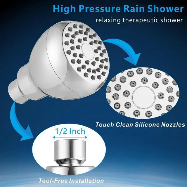 Alt view image 4 of 7 - High Pressure Shower Head - Powerful Bathroom Pressure Boosting Showerhead - Perfect Universal Replacement for Rain Shower Heads(Chrome)