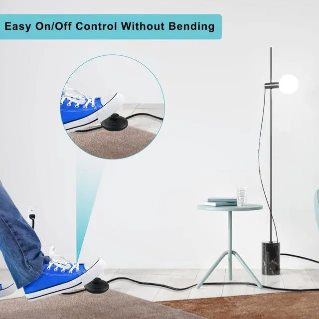 Alt view image 4 of 7 - Foot Switch Extension Cord 6FT for Lamp, 16AWG Polarized 2 Prong Power Cord with On Off Pedal Switch, ETL Listed, Flexible Indoor Extension Cord for Home & Bedroom Use, Floor Light, Christmas Lights