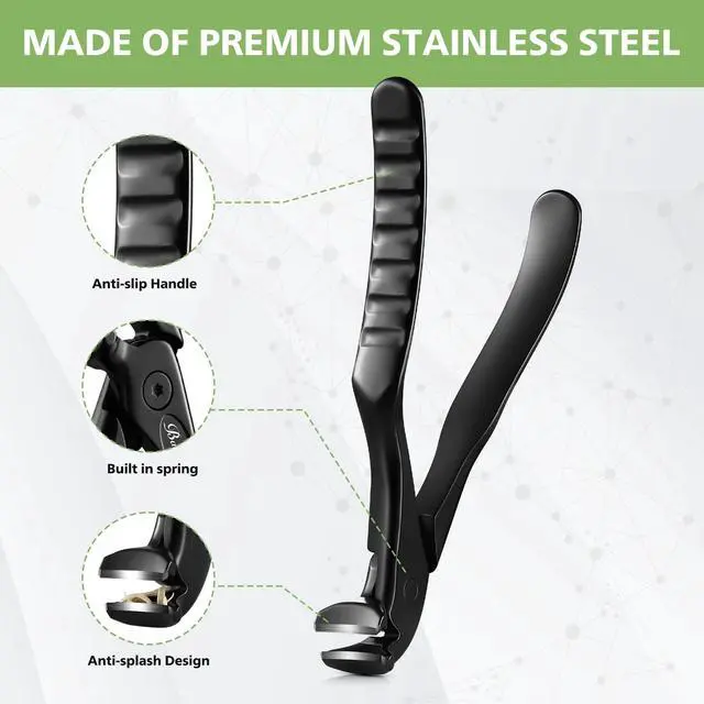 Alt view image 5 of 7 - Ergonomic Nail Clipper for Seniors - Toenail Clipper for Thick Toenails and Fingernails, Long Handle Nail Clippers with Catcher (Black, Long Handle)