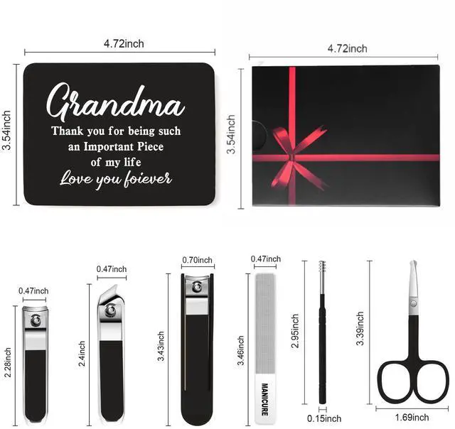 Alt view image 2 of 7 - 6-Piece Nail Clipper Set with Nail File, Tweezers and ingrown toenail Removal kit Travel Nail kit for Men and Women (Grandma Black)