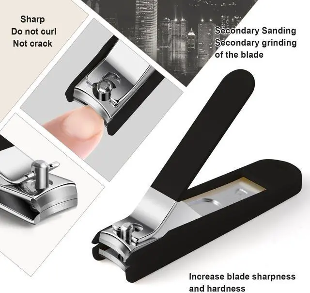 Alt view image 4 of 7 - 6-Piece Nail Clipper Set with Nail File, Tweezers and ingrown toenail Removal kit Travel Nail kit for Men and Women (Grandma Black)