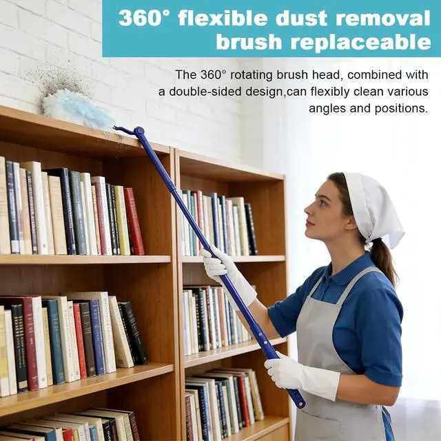 Alt view image 5 of 7 - 30 Count Heavy Duty Duster Refills with 2 Pcs Handles and Crevice Brushes Starter Kit, Microfibers Multisurface Dusters for Cleaning Home, Celling Fan, Blinds, Vent & Shelves(Blue)
