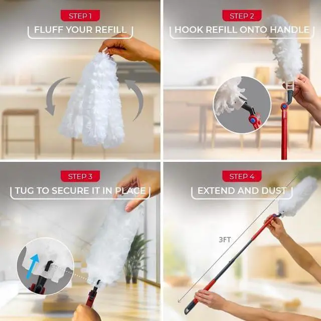 Alt view image 2 of 7 - Flex & Catch Heavy Duty Dusting Refills (10 Count) | Disposable Duster Refill | Traps 3X More Dust Than Traditional Feather Duster