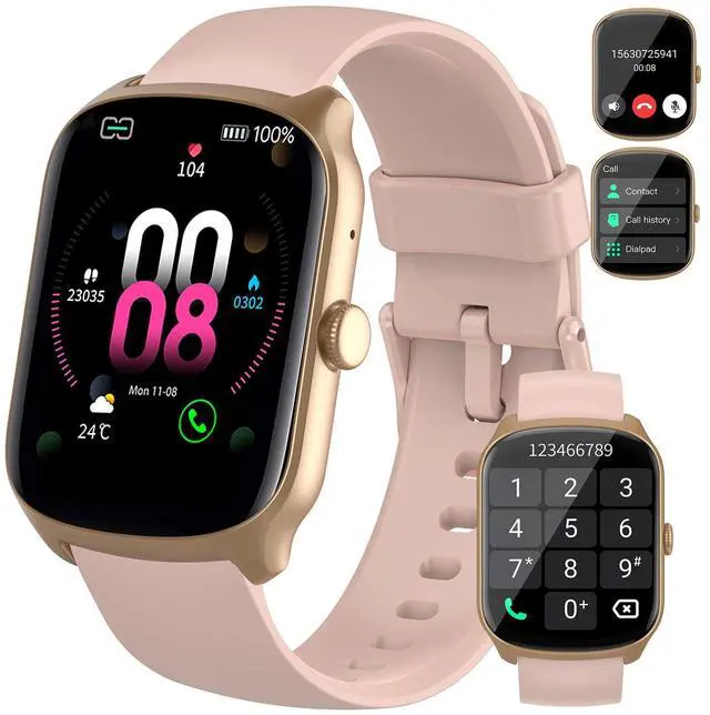 Main image of Smart Watch for Men Women, 1.95"HD Smartwatch (Dial/Answer Calls), Heart Rate/Sleep Monitor Fitness Smartwatch, Curved Screen Watches, 112+ Sports Modes Activity Trackers,IP68 Waterproof, Pink