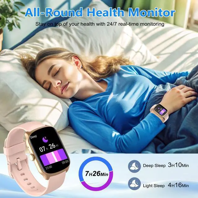 Alt view image 5 of 7 - Smart Watch for Men Women, 1.95"HD Smartwatch (Dial/Answer Calls), Heart Rate/Sleep Monitor Fitness Smartwatch, Curved Screen Watches, 112+ Sports Modes Activity Trackers,IP68 Waterproof, Pink