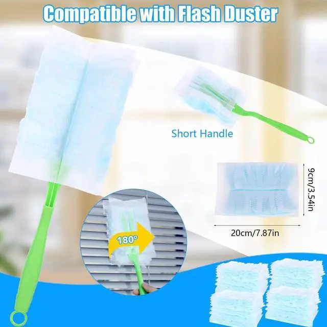 Alt view image 2 of 7 - Disposable Dusters Refills Compatible with Swiffer,180 Degree Electrostatic Disposable Replacement Head for Home,Office,Ceiling Fans,Blinds and Furniture Dusting