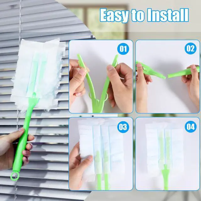 Alt view image 3 of 7 - Disposable Dusters Refills Compatible with Swiffer,180 Degree Electrostatic Disposable Replacement Head for Home,Office,Ceiling Fans,Blinds and Furniture Dusting
