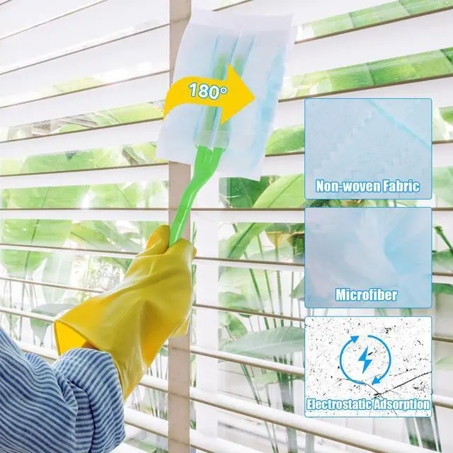 Alt view image 5 of 7 - Disposable Dusters Refills Compatible with Swiffer,180 Degree Electrostatic Disposable Replacement Head for Home,Office,Ceiling Fans,Blinds and Furniture Dusting