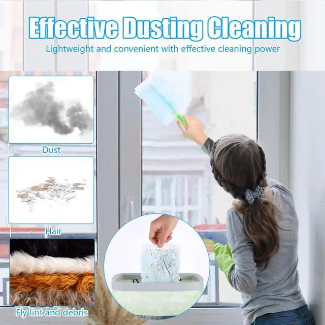 Alt view image 4 of 7 - Disposable Dusters Refills Compatible with Swiffer,180 Degree Electrostatic Disposable Replacement Head for Home,Office,Ceiling Fans,Blinds and Furniture Dusting
